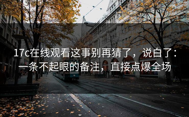 17c在线观看这事别再猜了，说白了：一条不起眼的备注，直接点爆全场